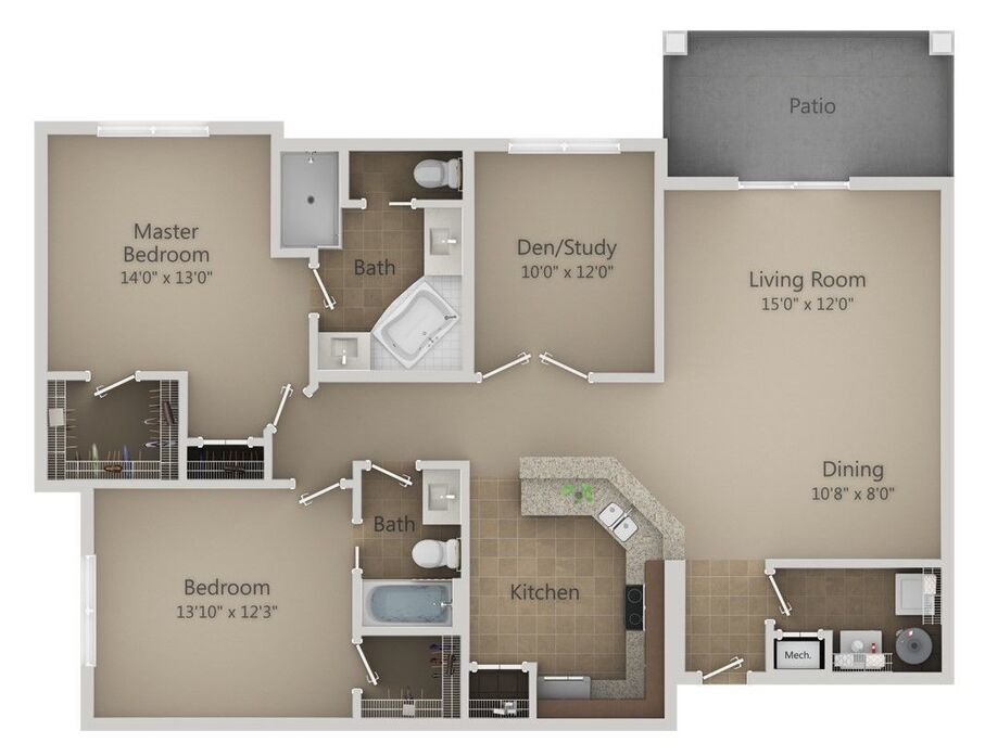 1 3 Bedroom Apartments Orlando Urbana Luxury Floor Plans