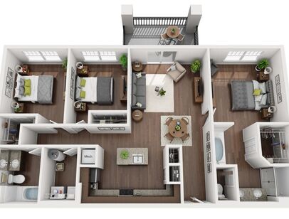 1 3 Bedroom Apartments Orlando Urbana Luxury Floor Plans