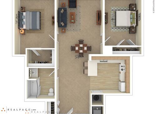 2 Bedroom: Beds - 2: Baths - 1: SqFt Range - 1044 to 1044