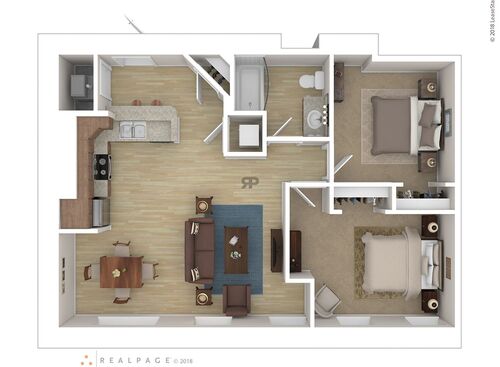 Two Bedrooms: Beds - 2: Baths - 1: SqFt Range - 1000 to 1000