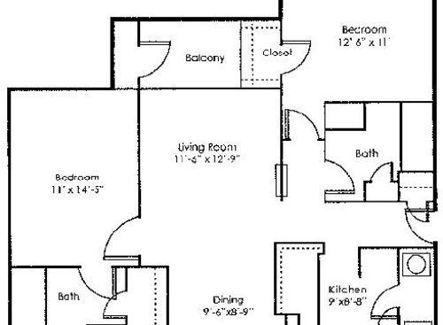 Bradley: Beds - 2: Baths - 2: SqFt Range - 946 to 946