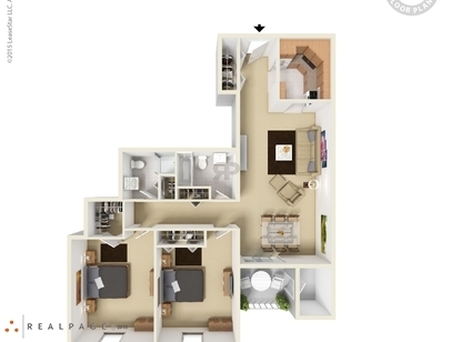 2 Bedroom, 2 Bath: Beds - 2: Baths - 2: SqFt Range - 1062 to 1062