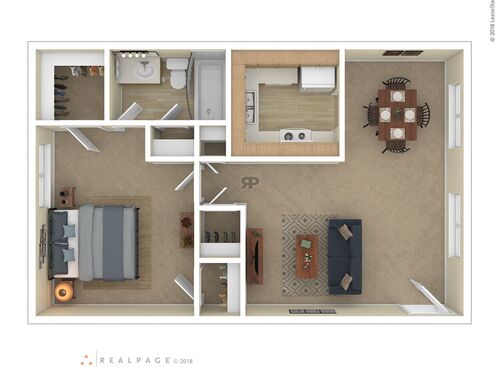 1 Bedroom 1 Bath: Beds - 1: Baths - 1: SqFt Range - 500 to 500