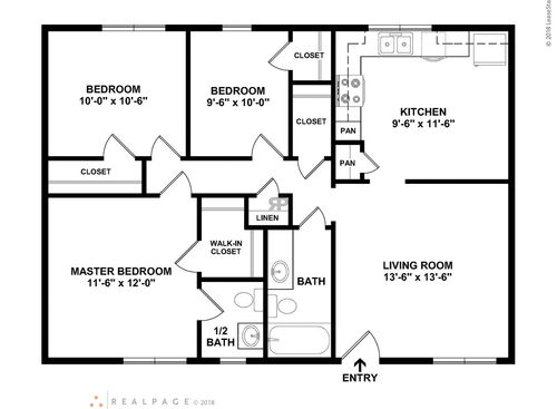 3 Bedroom 1 Bath: Beds - 3: Baths - 1: SqFt Range - 700 to 700