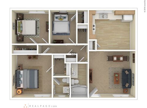 3 Bedroom 1 Bath: Beds - 3: Baths - 1: SqFt Range - 700 to 700