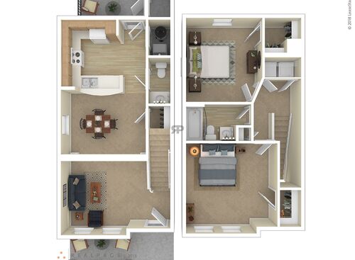 2 Bedroom: Beds - 2: Baths - 1.5: SqFt Range - 1050 to 1050