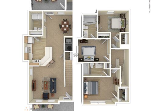 3 Bedroom: Beds - 3: Baths - 2.5: SqFt Range - 1300 to 1300