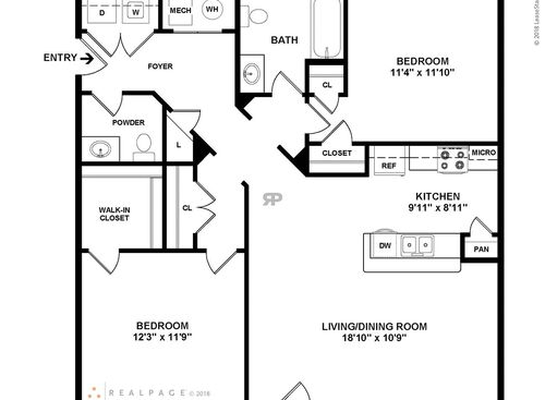 Orchid: Beds - 2: Baths - 1.5: SqFt Range - 1004 to 1004
