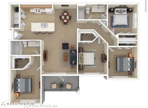 4 Bedroom: Beds - 4: Baths - 2: SqFt Range - 1555 to 1555