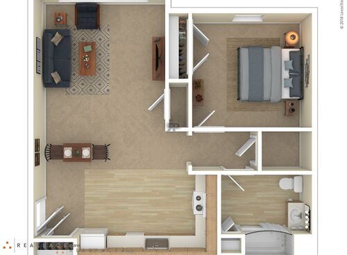 1 Bedroom: Beds - 1: Baths - 1: SqFt Range - 744 to 744