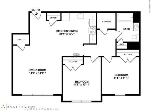 2 Bedroom: Beds - 2: Baths - 1: SqFt Range - 974 to 974