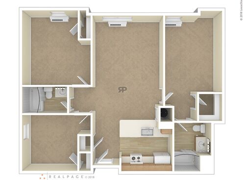 3 Bedroom: Beds - 3: Baths - 2: SqFt Range - 1157 to 1157