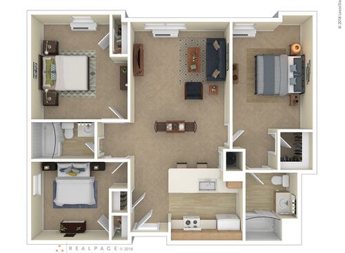 3 Bedroom: Beds - 3: Baths - 2: SqFt Range - 1157 to 1157