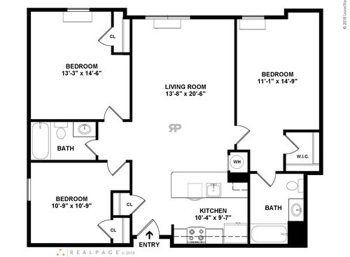 3 Bedroom: Beds - 3: Baths - 2: SqFt Range - 1157 to 1157