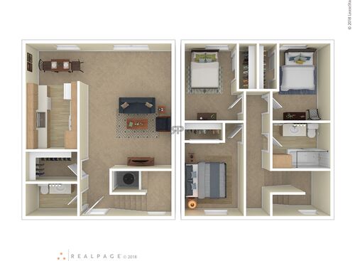 3 Bedroom: Beds - 3: Baths - 1: SqFt Range - 1065 to 1065