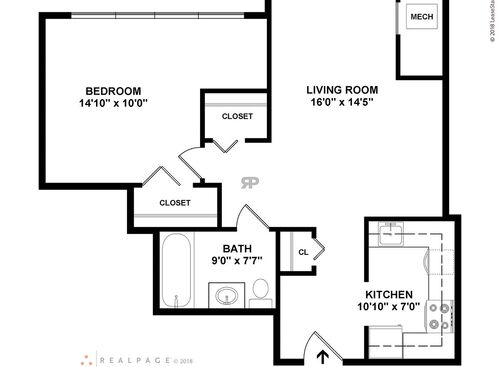 1 Bedroom: Beds - 1: Baths - 1: SqFt Range - 743 to 743