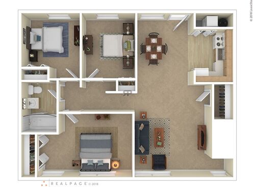 3 Bedroom: Beds - 3: Baths - 1: SqFt Range - 1128 to 1128