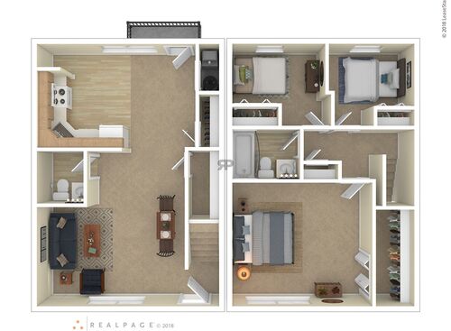 4 Bedroom: Beds - 4: Baths - 2: SqFt Range - 1288 to 1288