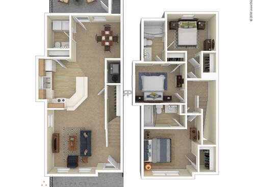 3 Bedroom: Beds - 3: Baths - 1: SqFt Range - 1075 to 1075