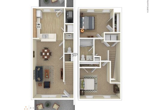 2 Bedroom: Beds - 2: Baths - 1.5: SqFt Range - 970 to 970