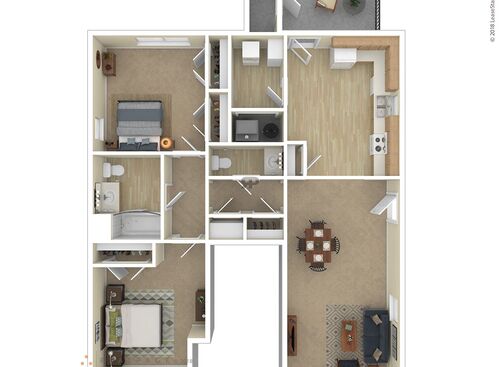 2 Bedroom: Beds - 2: Baths - 1: SqFt Range - 1144 to 1144