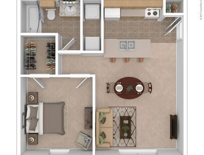 A1: Beds - 1: Baths - 1: SqFt Range - 627 to 627