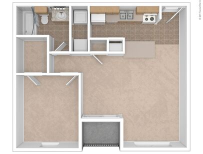 A2: Beds - 1: Baths - 1: SqFt Range - 734 to 734