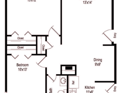 B1: Beds - 2: Baths - 1: SqFt Range - 812 to 812