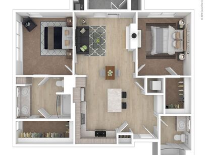 2 Bed 2 Bath: Beds - 2: Baths - 2: SqFt Range - 1080 to 1080