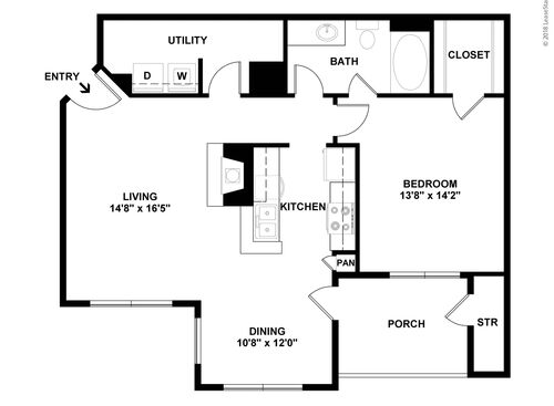 Ashley-R: Beds - 1: Baths - 1: SqFt Range - 920 to 920