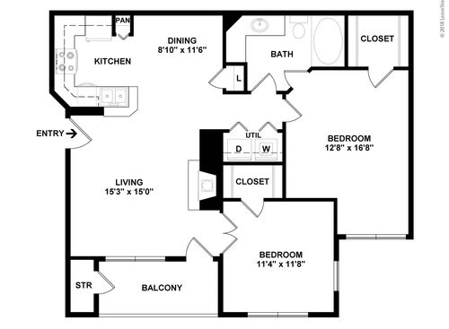 Berkley-R: Beds - 2: Baths - 1: SqFt Range - 971 to 971