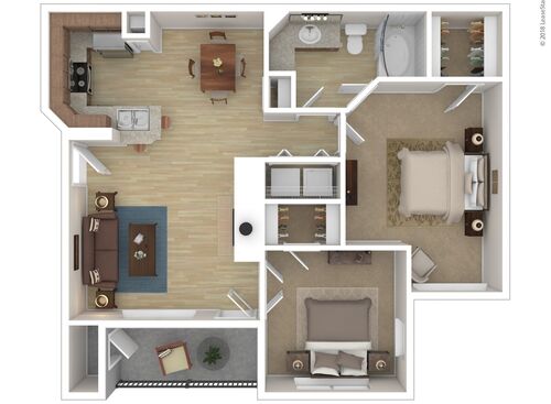 Berkley-R: Beds - 2: Baths - 1: SqFt Range - 971 to 971