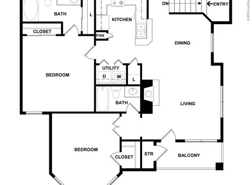 Cameron-R: Beds - 2: Baths - 2: SqFt Range - 1100 to 1100