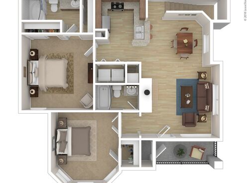 Cameron-R: Beds - 2: Baths - 2: SqFt Range - 1100 to 1100