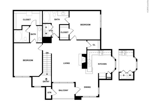 Carlton-R: Beds - 2: Baths - 2: SqFt Range - 1289 to 1289