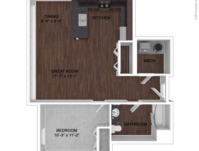 Type 4: Beds - 1: Baths - 1: SqFt Range - 873 to 873
