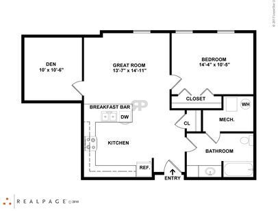 Type 5: Beds - 1: Baths - 1: SqFt Range - 877 to 877