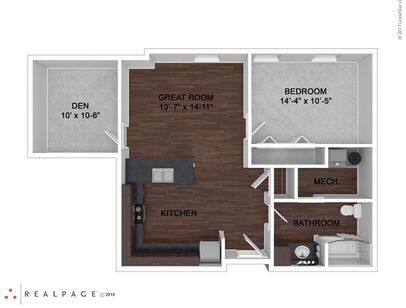 Type 5: Beds - 1: Baths - 1: SqFt Range - 877 to 877