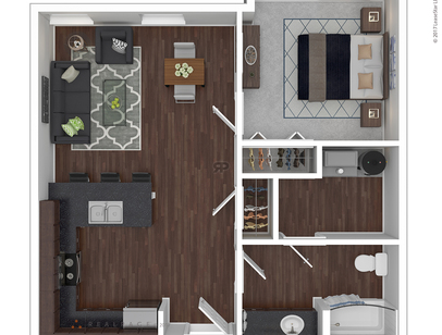 Type 3: Beds - 1: Baths - 1: SqFt Range - 705 to 705