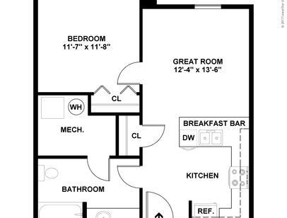 Type 2: Beds - 1: Baths - 1: SqFt Range - 652 to 652