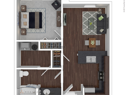 Type 2: Beds - 1: Baths - 1: SqFt Range - 652 to 652
