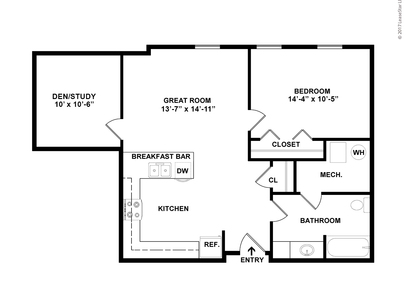 Type 5: Beds - 1: Baths - 1: SqFt Range - 877 to 877