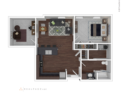 Type 5: Beds - 1: Baths - 1: SqFt Range - 877 to 877