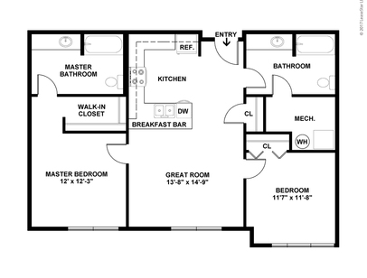 Type 6: Beds - 2: Baths - 2: SqFt Range - 1055 to 1055