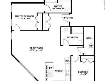 Type 7: Beds - 2: Baths - 2: SqFt Range - 1065 to 1065