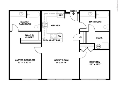 Type 8: Beds - 2: Baths - 2: SqFt Range - 1114 to 1114
