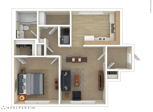 1 Bedroom: Beds - 1: Baths - 1: SqFt Range - 624 to 624