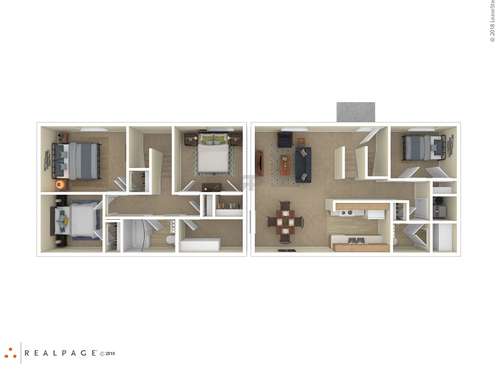 4 Bedroom: Beds - 4: Baths - 2: SqFt Range - 1200 to 1200