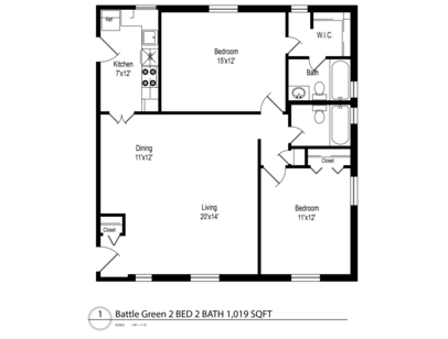 2 Bed 2 Bath: Beds - 2: Baths - 2: SqFt Range - 1019 to 1019