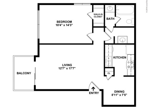 Biltmore (1 Bedroom / 1 Bath): Beds - 1: Baths - 1: SqFt Range - 660 to 660